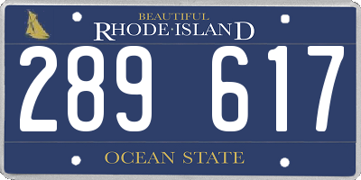 RI license plate 289617