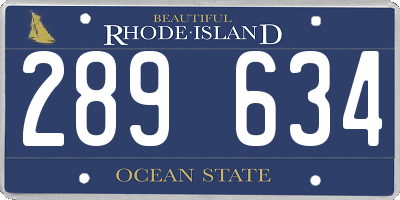 RI license plate 289634