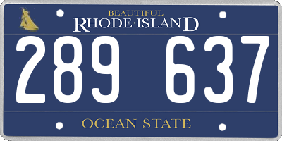 RI license plate 289637
