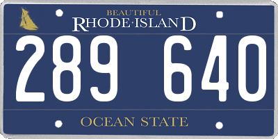 RI license plate 289640