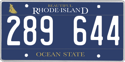 RI license plate 289644