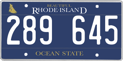 RI license plate 289645