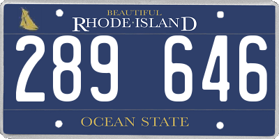 RI license plate 289646