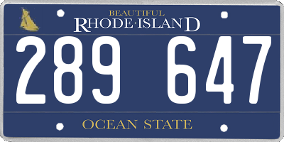 RI license plate 289647