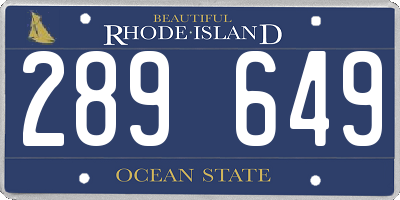 RI license plate 289649