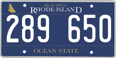 RI license plate 289650
