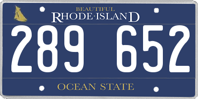 RI license plate 289652