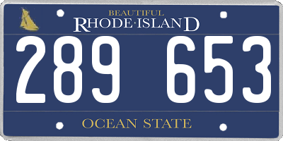 RI license plate 289653