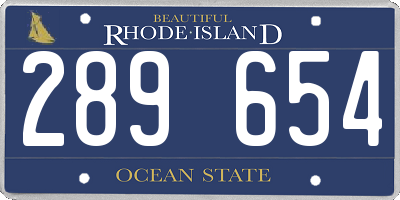 RI license plate 289654