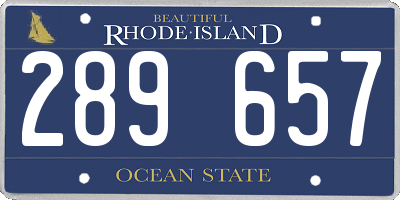 RI license plate 289657
