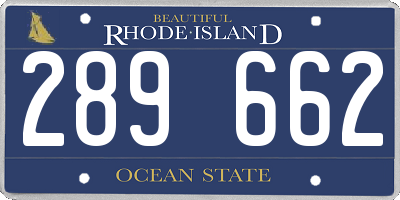 RI license plate 289662