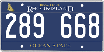 RI license plate 289668