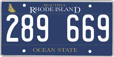 RI license plate 289669