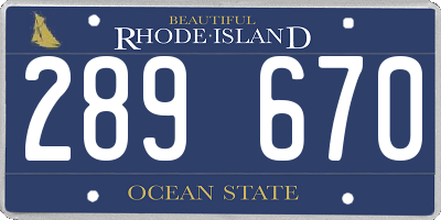 RI license plate 289670