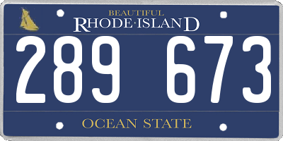 RI license plate 289673