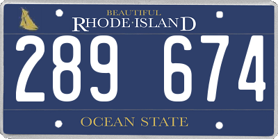 RI license plate 289674