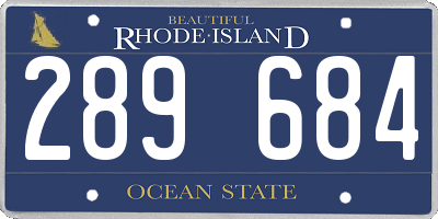 RI license plate 289684