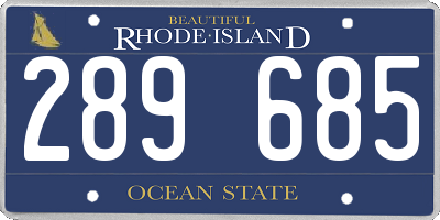RI license plate 289685