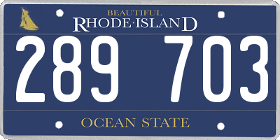 RI license plate 289703