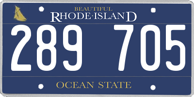 RI license plate 289705