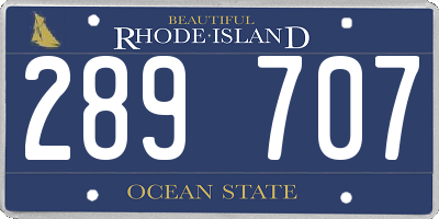 RI license plate 289707