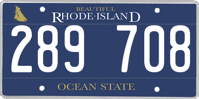 RI license plate 289708