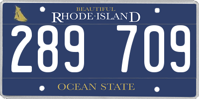 RI license plate 289709