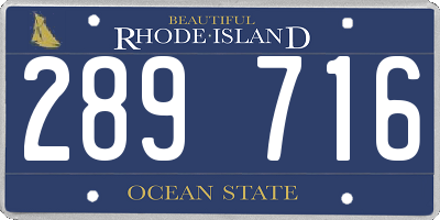 RI license plate 289716