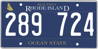 RI license plate 289724