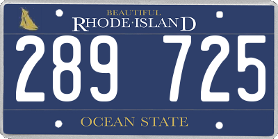 RI license plate 289725