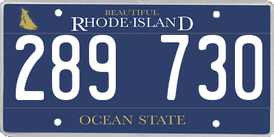 RI license plate 289730