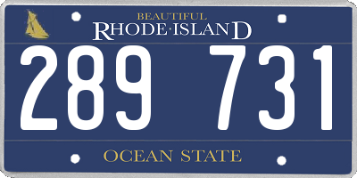 RI license plate 289731