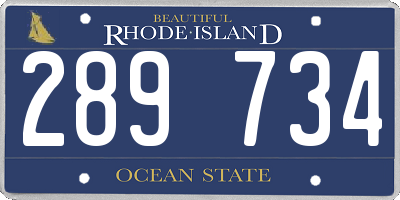 RI license plate 289734