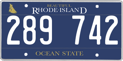 RI license plate 289742