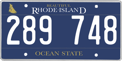 RI license plate 289748