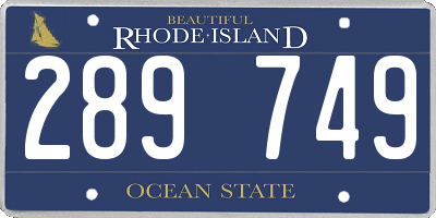 RI license plate 289749