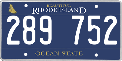 RI license plate 289752
