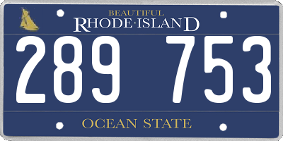 RI license plate 289753