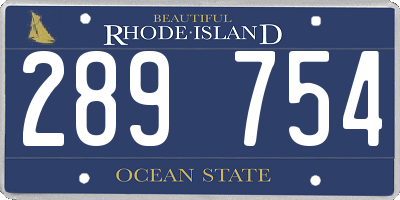 RI license plate 289754