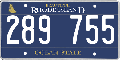 RI license plate 289755