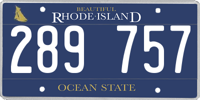 RI license plate 289757