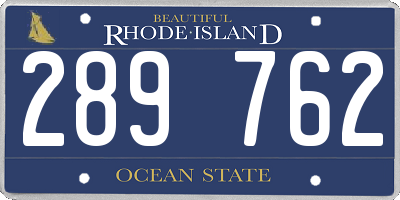 RI license plate 289762