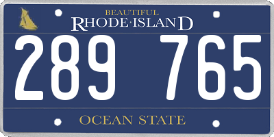 RI license plate 289765