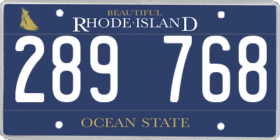 RI license plate 289768