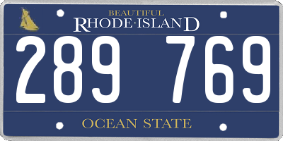 RI license plate 289769