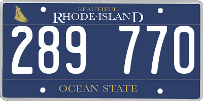 RI license plate 289770
