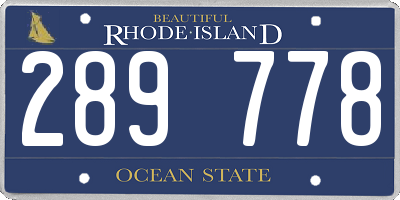 RI license plate 289778