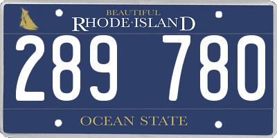 RI license plate 289780
