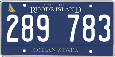 RI license plate 289783