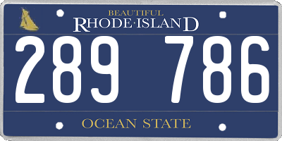 RI license plate 289786